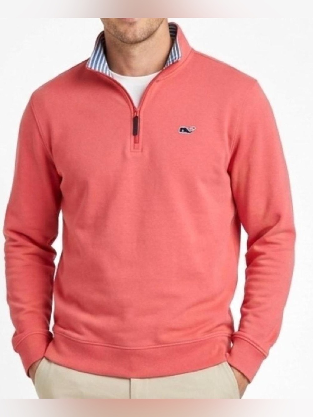 Vineyard vines men’s salmon pink 1/4 pullover cotton sweatshirt size large
